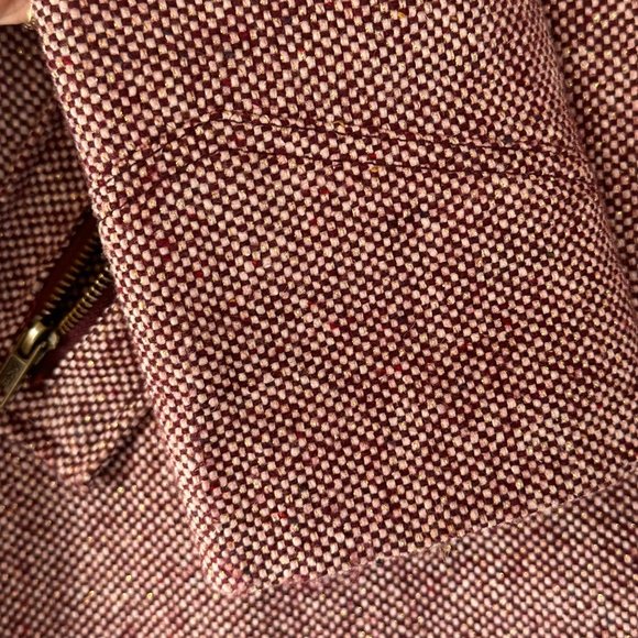 Tulle Y2k Tweed Pea Coat Medium Wool Blend Eggplant Wine Metallic Glimmer - Picture 8 of 13